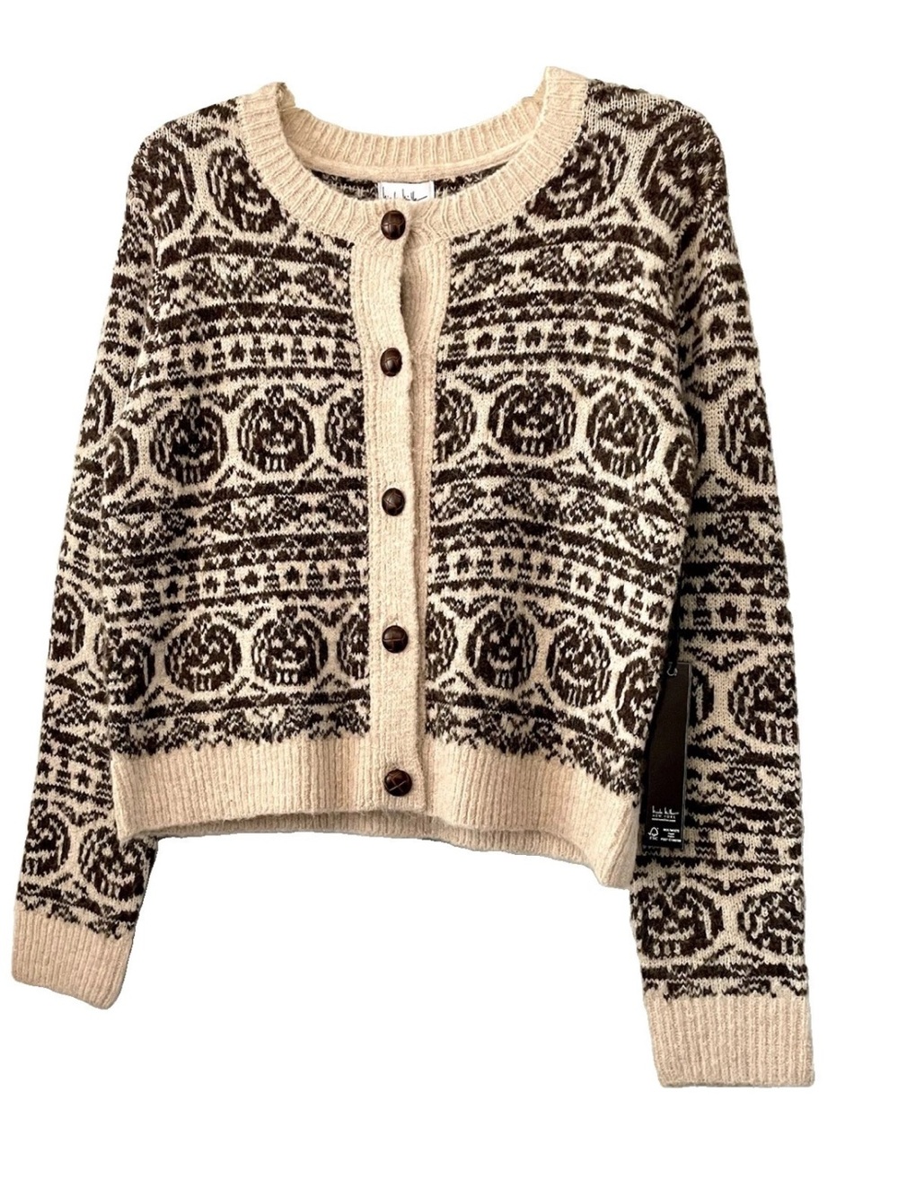 Nicole Miller Pumpkin Fall Button-Front Sweater Cardigan